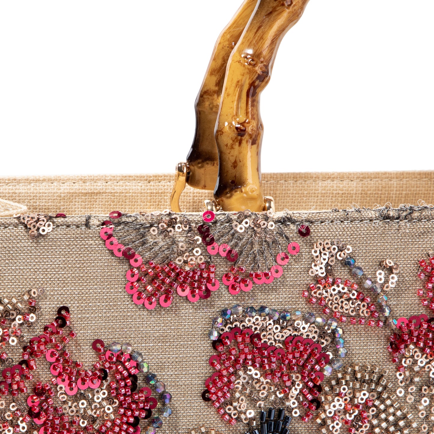 Sequin Embroidered Floral Tote