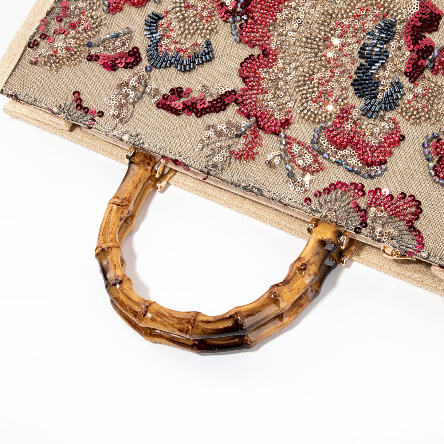 Sequin Embroidered Floral Tote