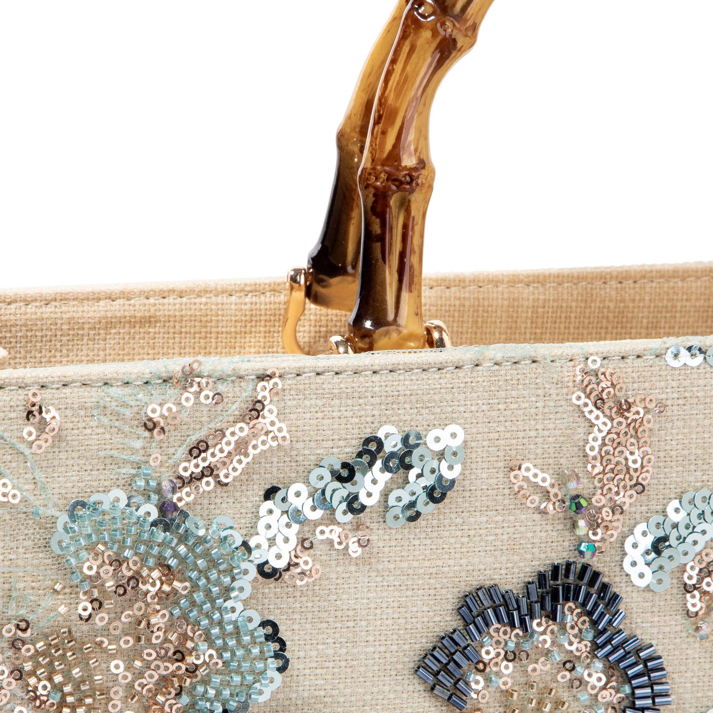 Sequin Embroidered Floral Tote