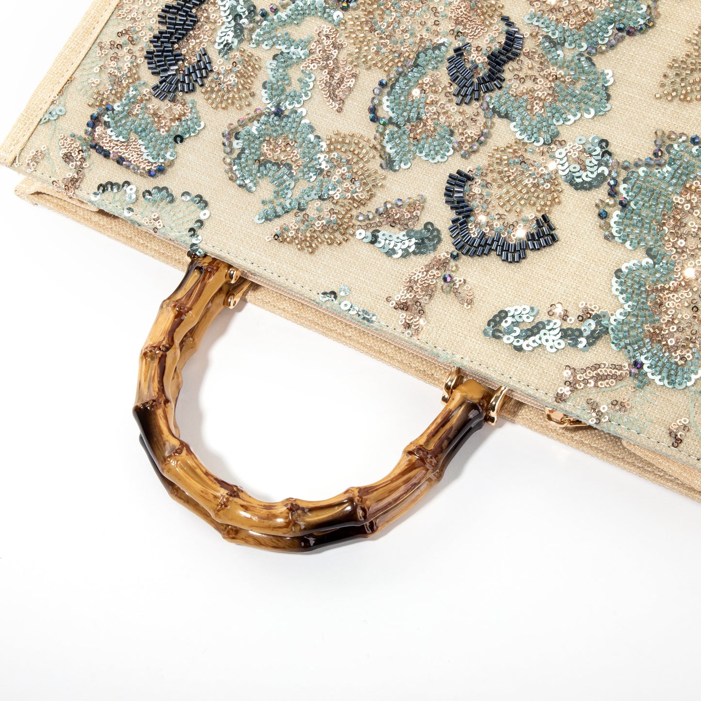 Sequin Embroidered Floral Tote