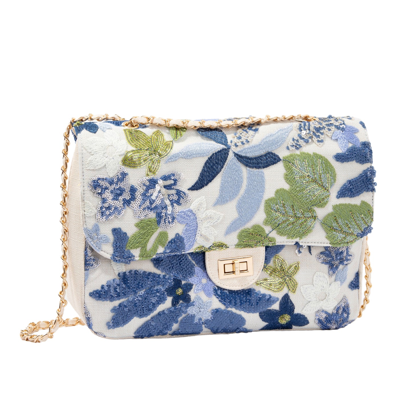 White Floral Sequin Shoulderbag