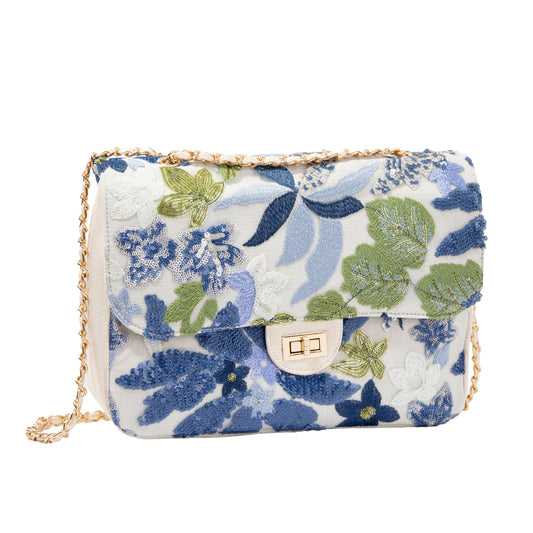 White Floral Sequin Shoulderbag