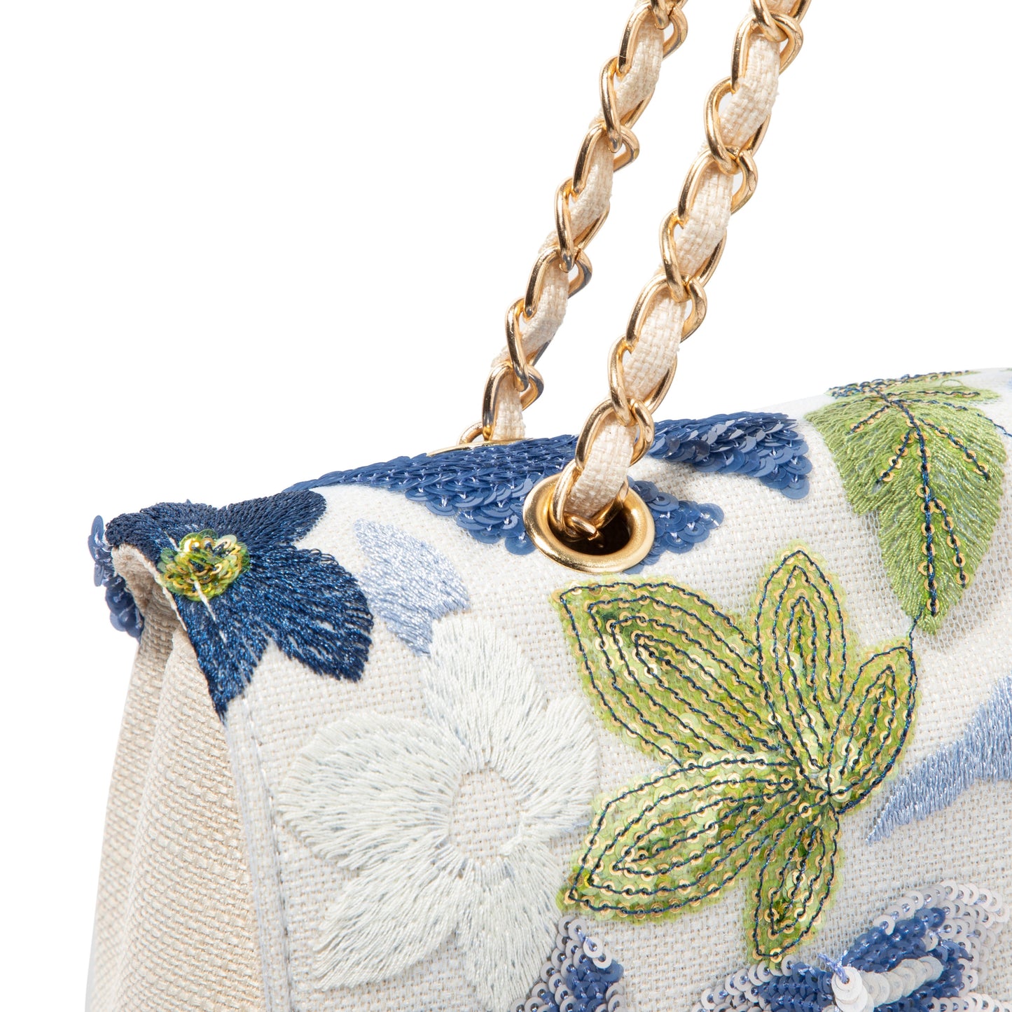 White Floral Sequin Shoulderbag