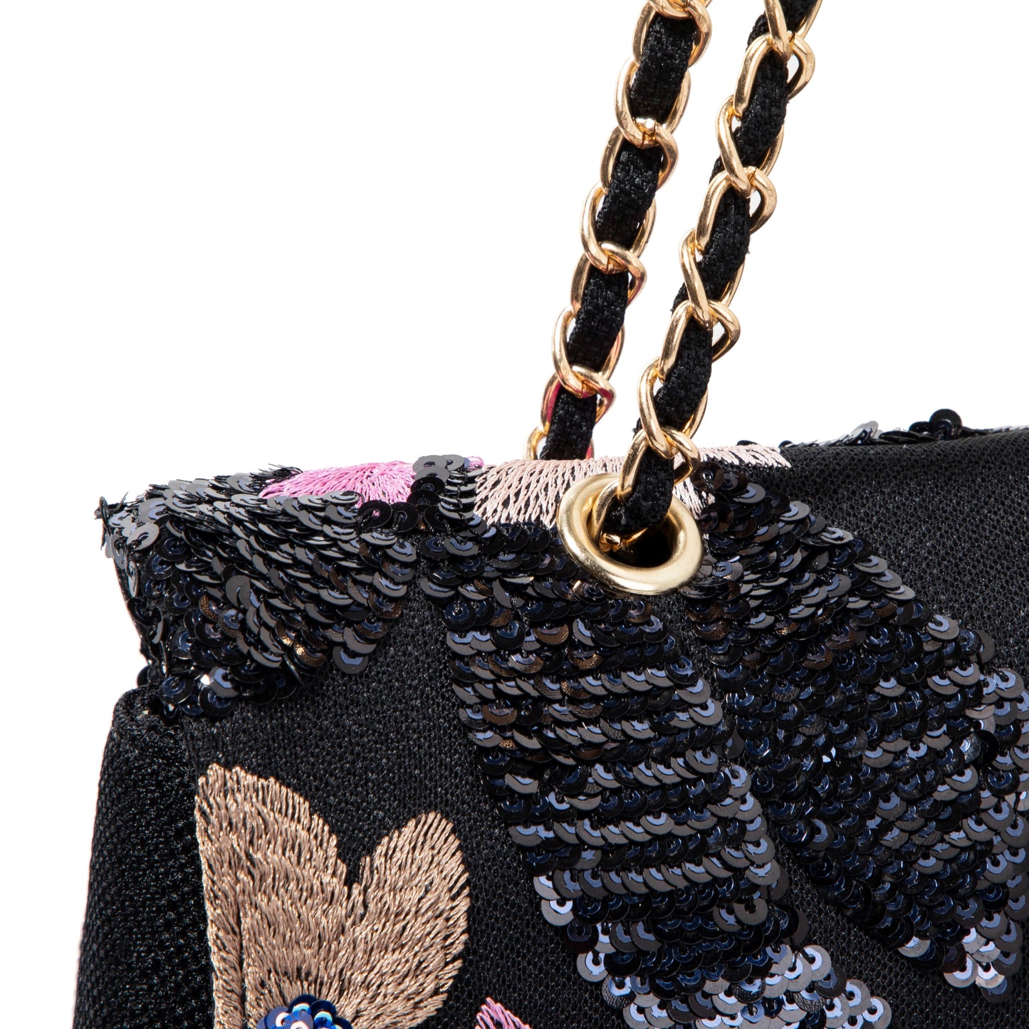 Black Floral Sequin Shoulderbag