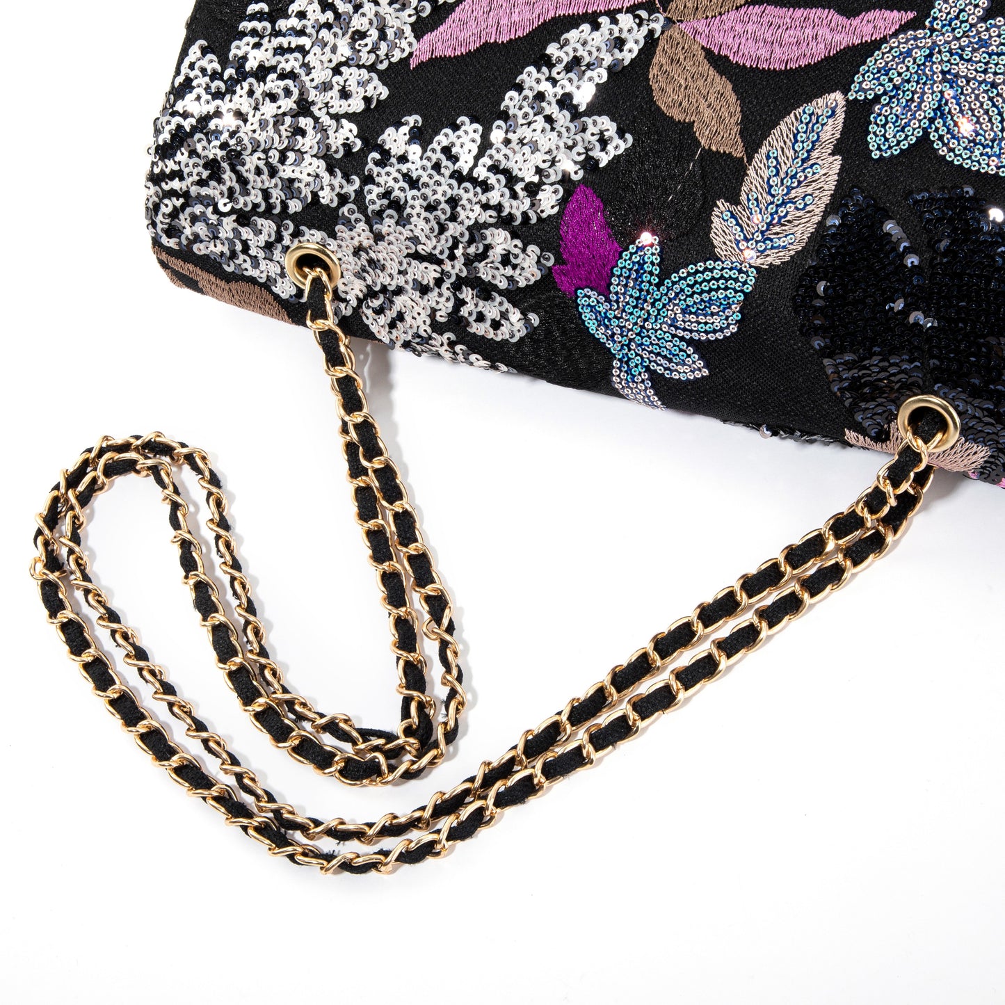 Black Floral Sequin Shoulderbag