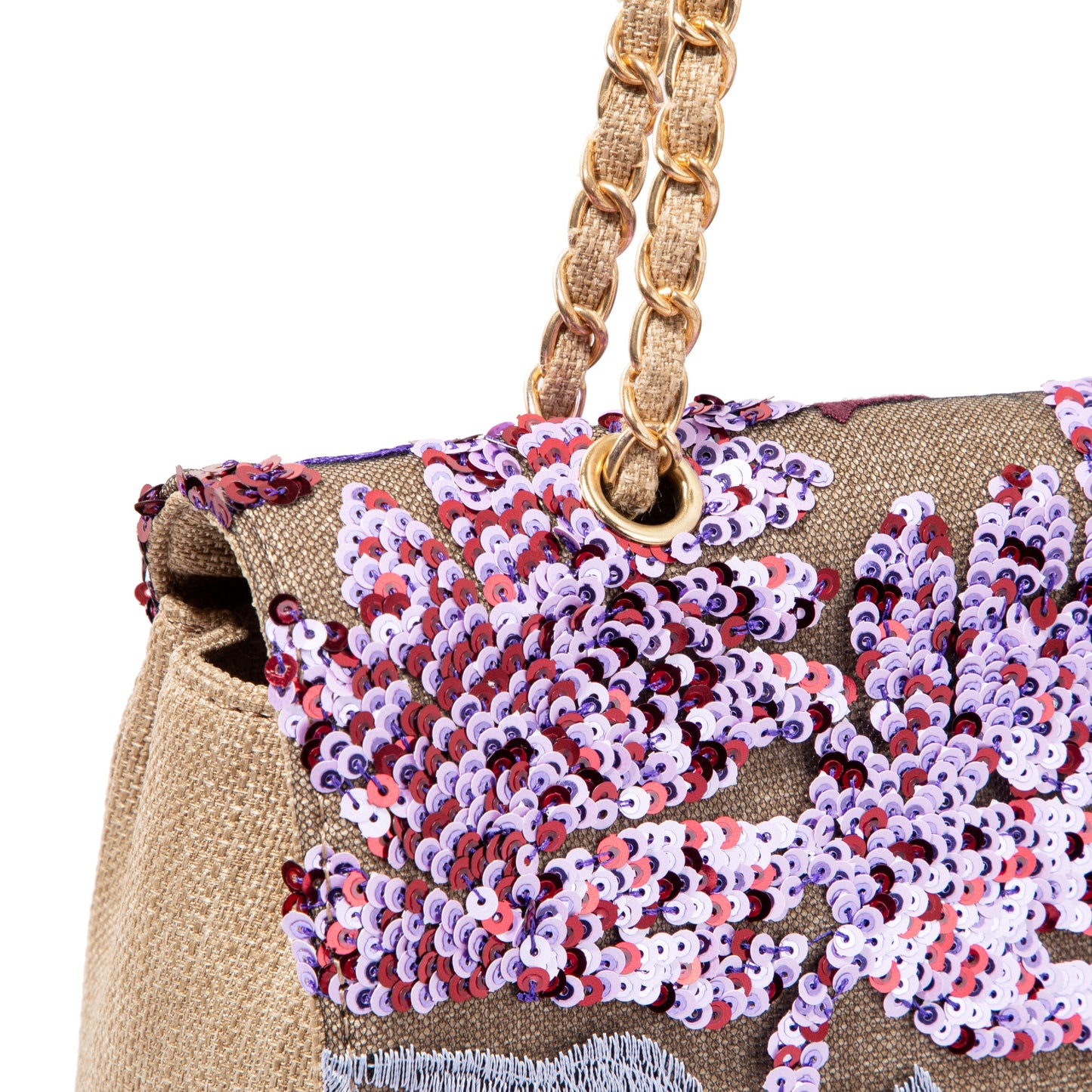 Khaki Floral Sequin Shoulderbag