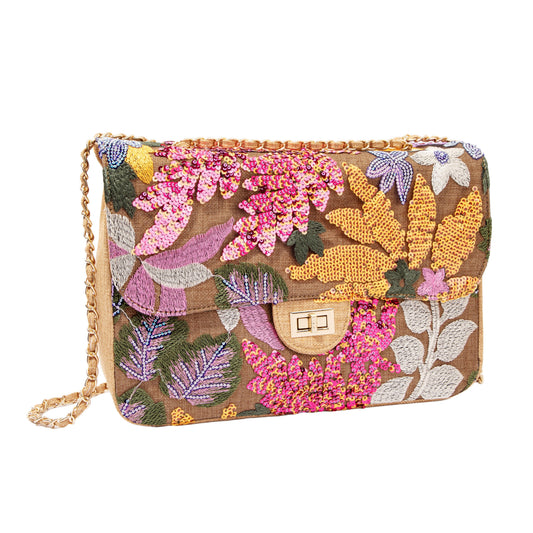 Yellow Floral Sequin Shoulderbag