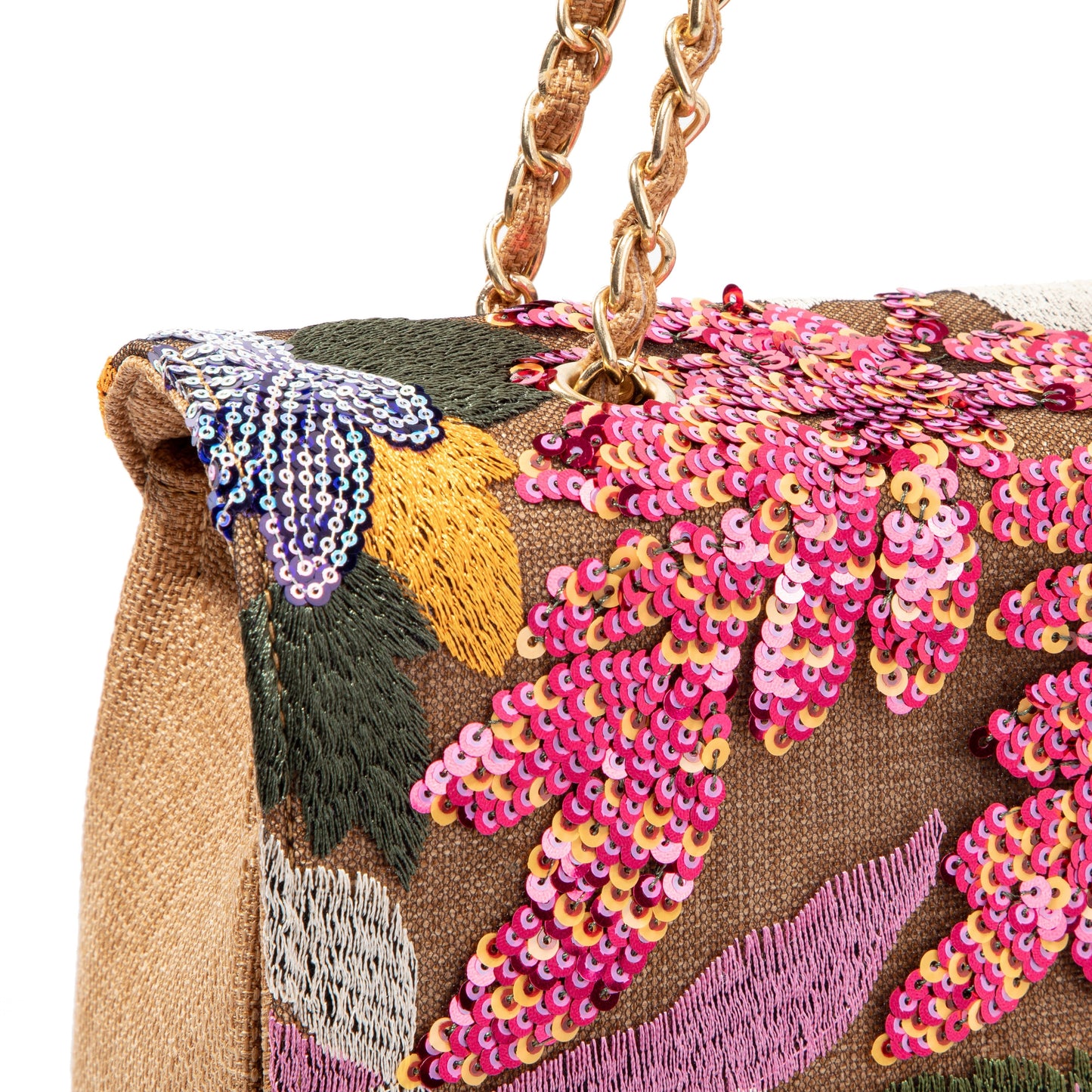 Yellow Floral Sequin Shoulderbag