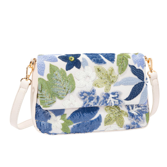 White Floral Flap Shoulderbag