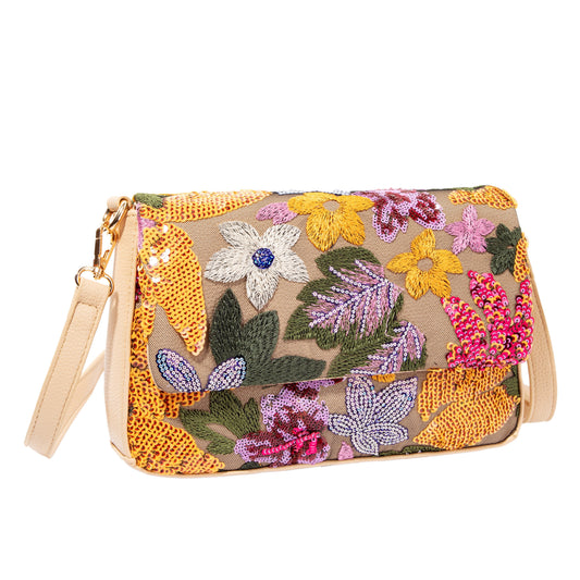 Yellow Floral Flap Shoulderbag