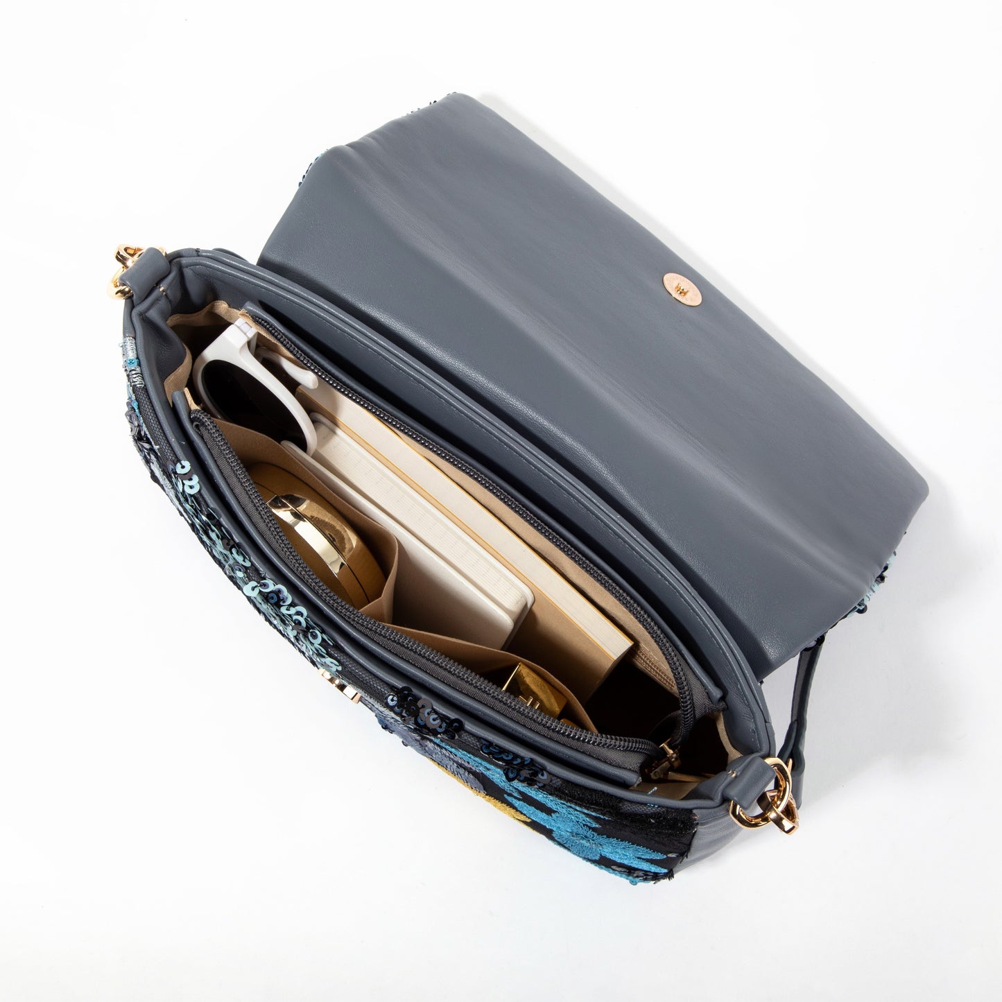 Blue Floral Flap Shoulderbag