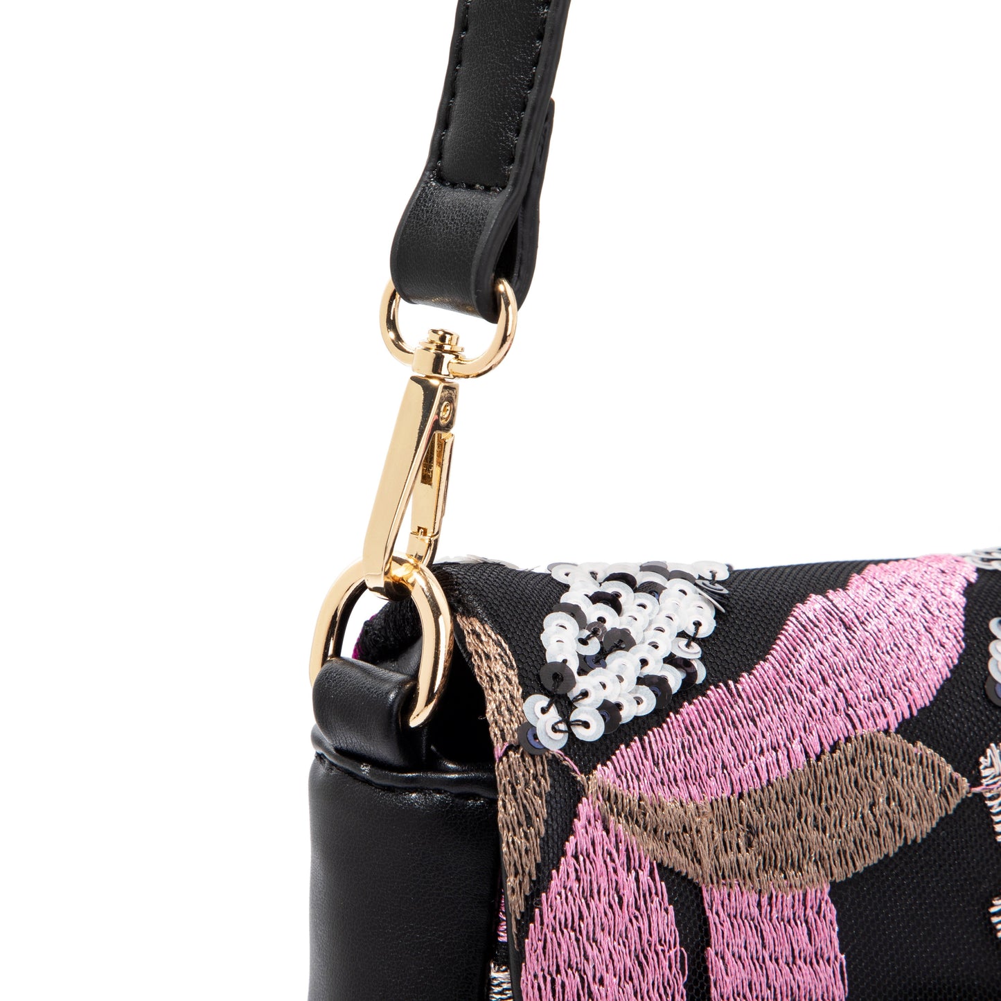 Black Floral Flap Shoulderbag
