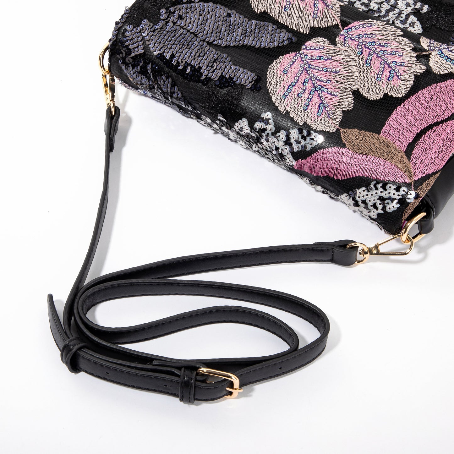 Black Floral Flap Shoulderbag