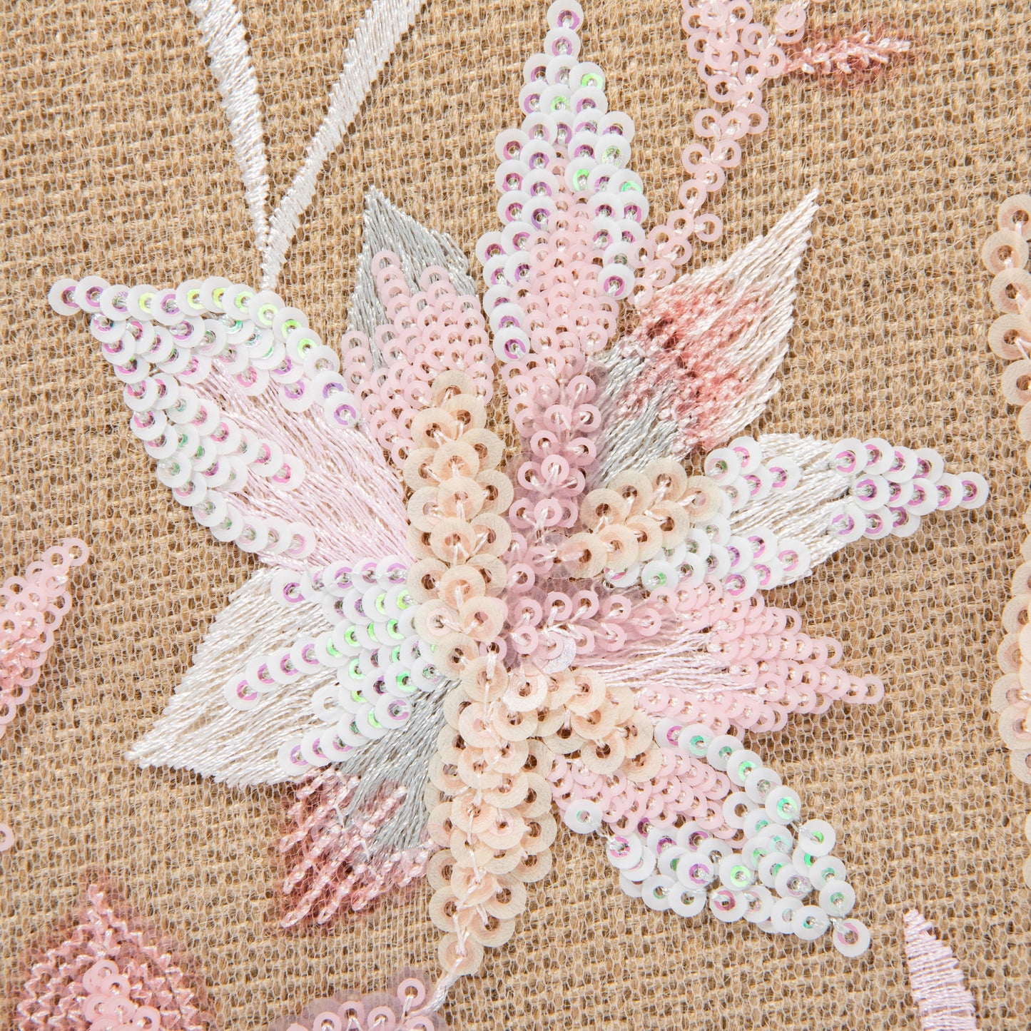 Khaki Embroidered Linen Envelope Bag