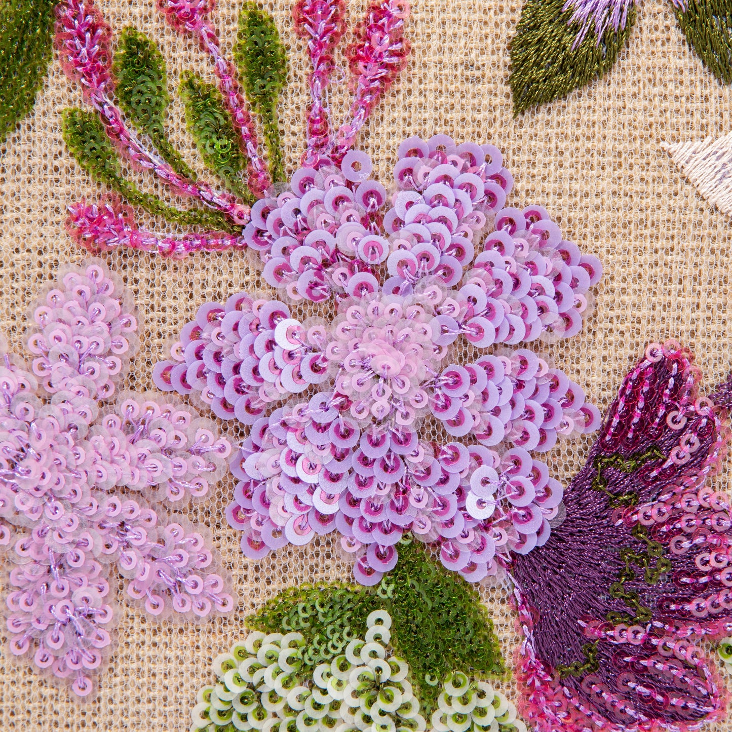 Purple Embroidered Linen Envelope Bag