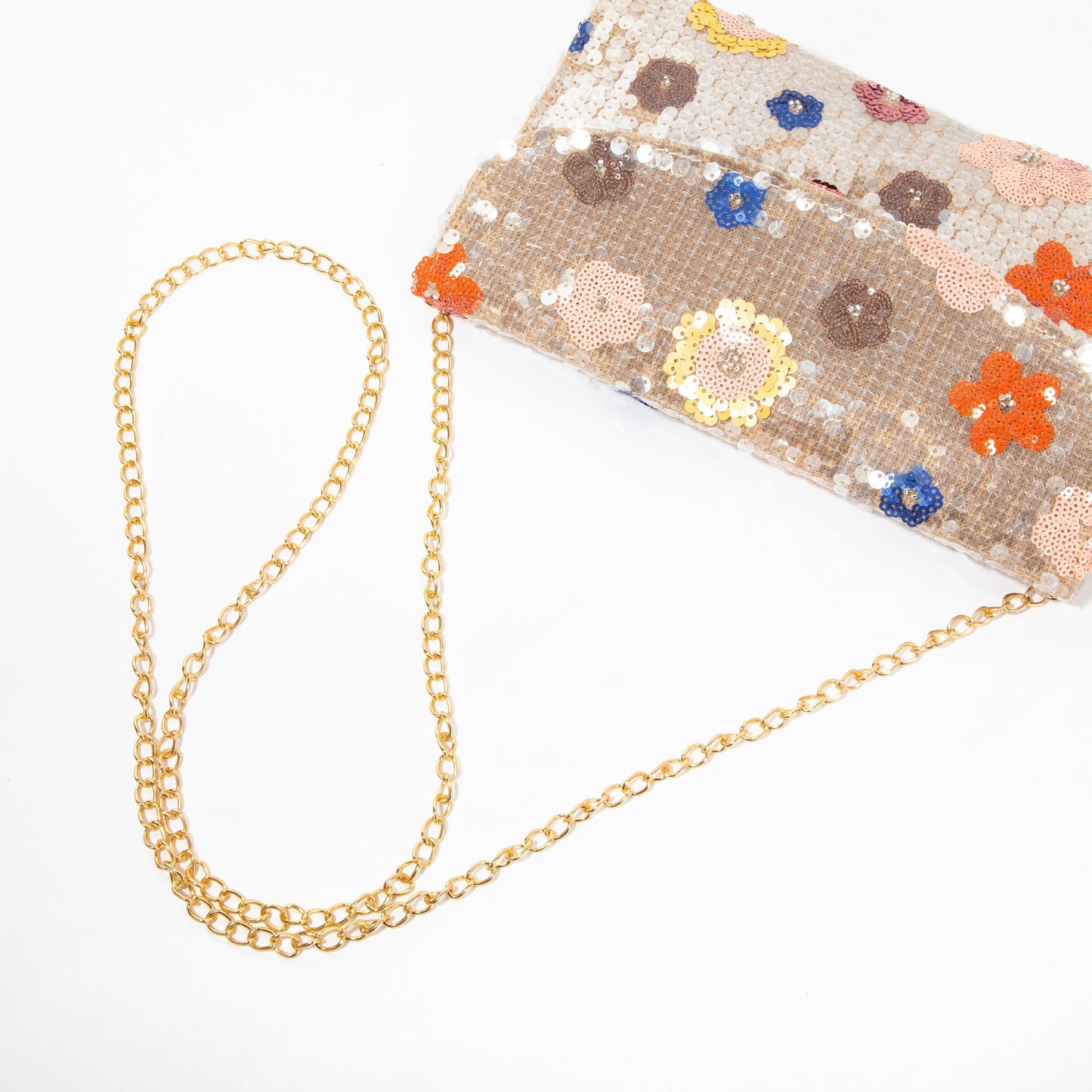 Flower Embroidered Linen Envelope Bag