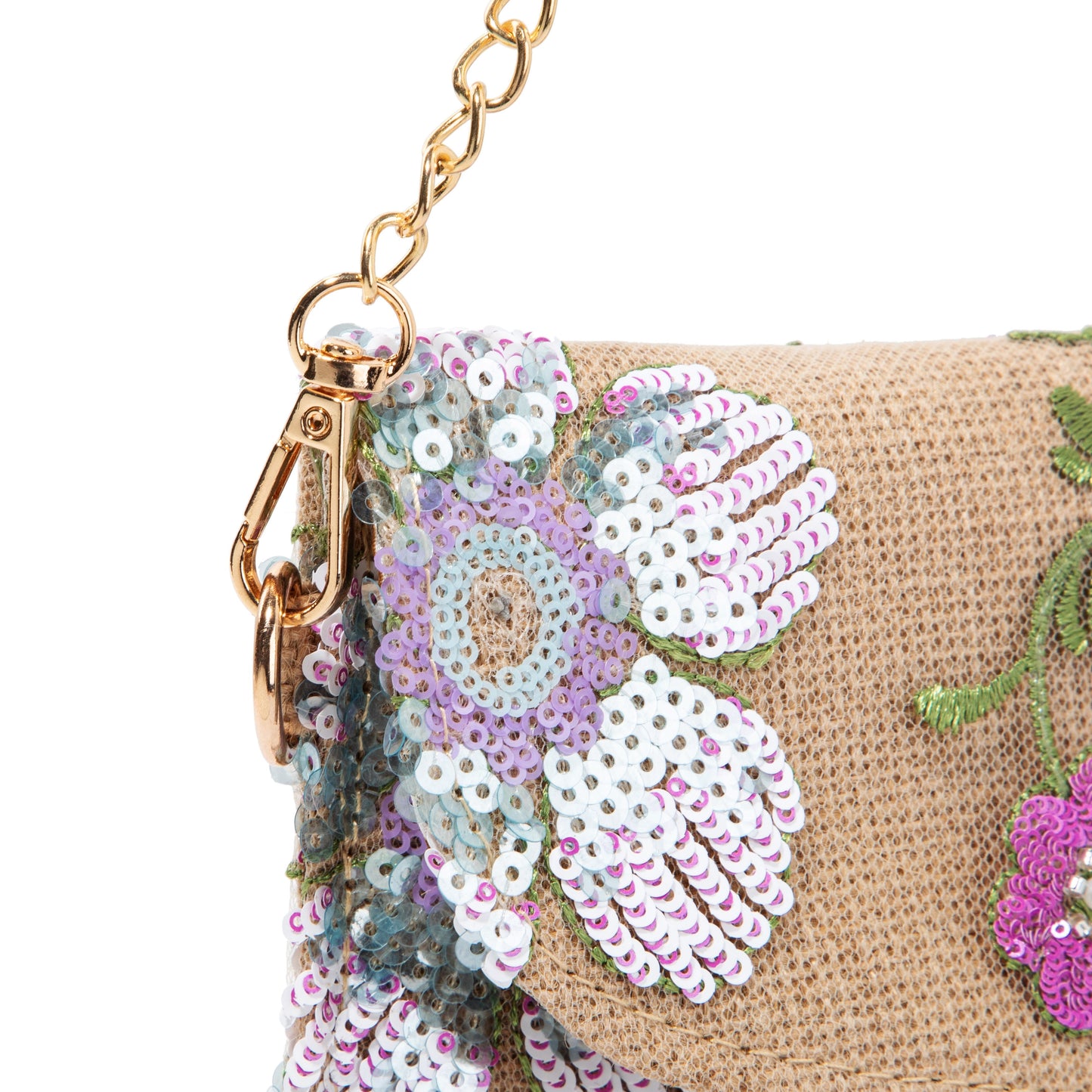 Floral Embroidered Linen Envelope Bag