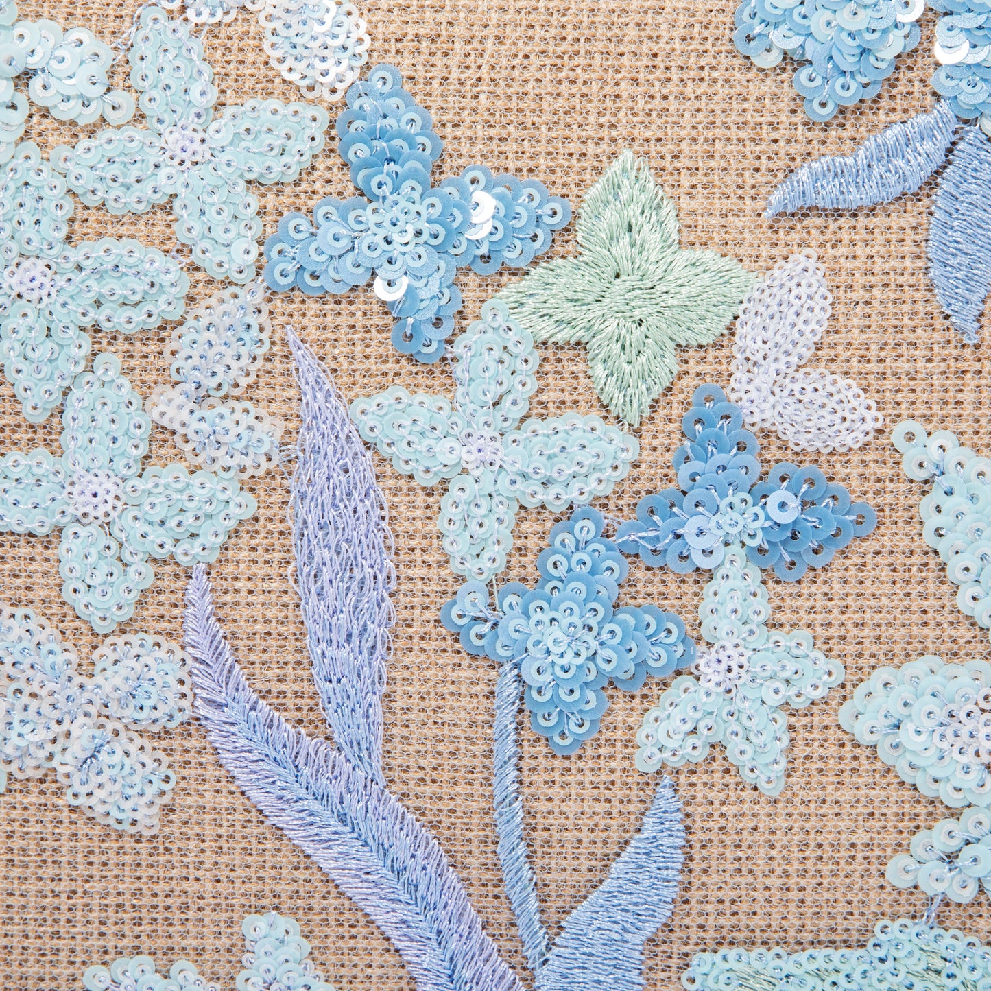 Blue Embroidered Linen Envelope Bag