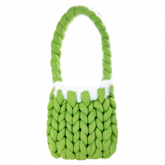 Velvet Handwoven Tote with Feather Trim