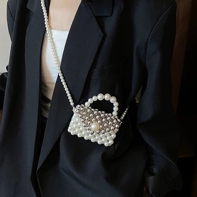 Mini Silver White Crossbody Bag