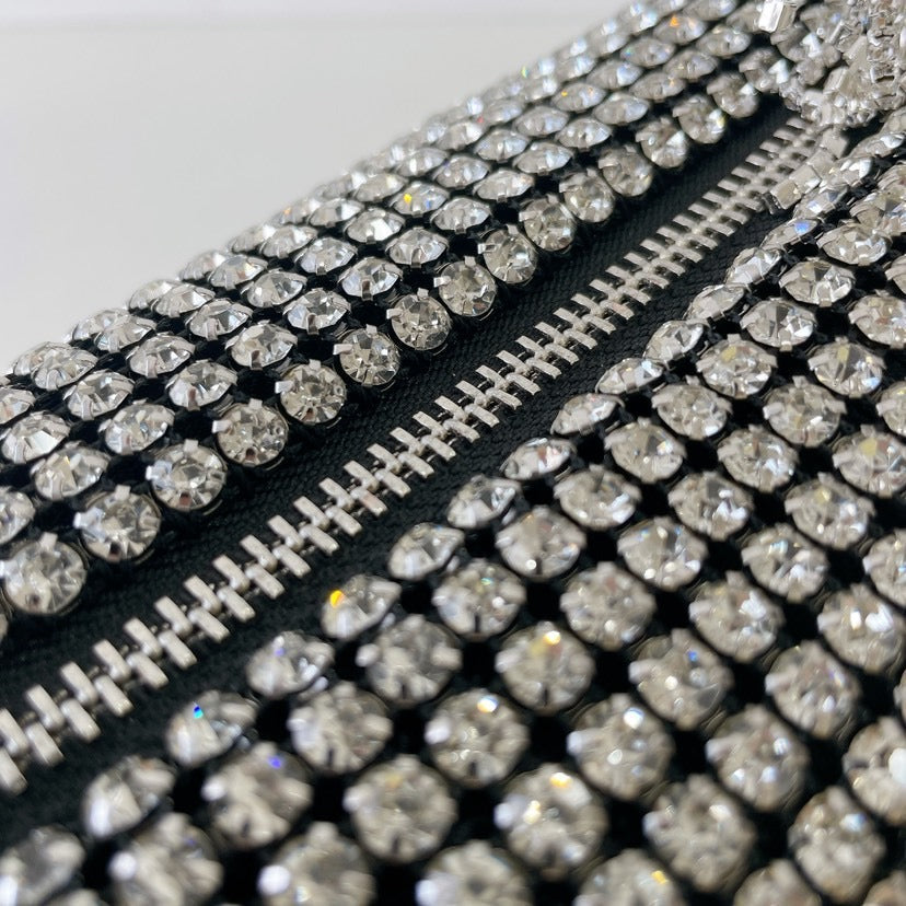 Rhinestone Tassel Silver Purse