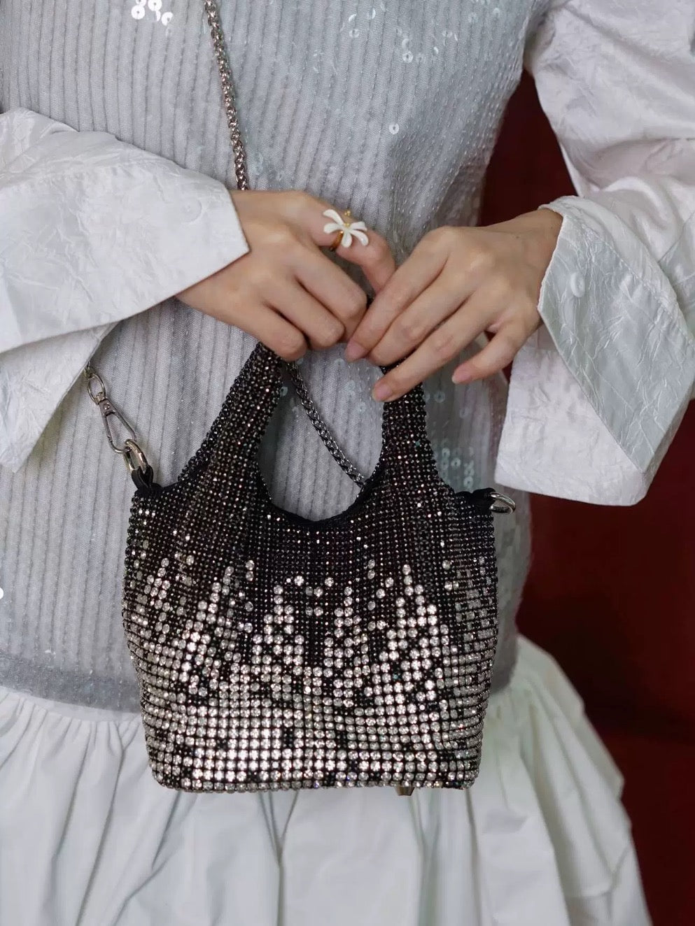 Rhinestone Gradient Black Tote