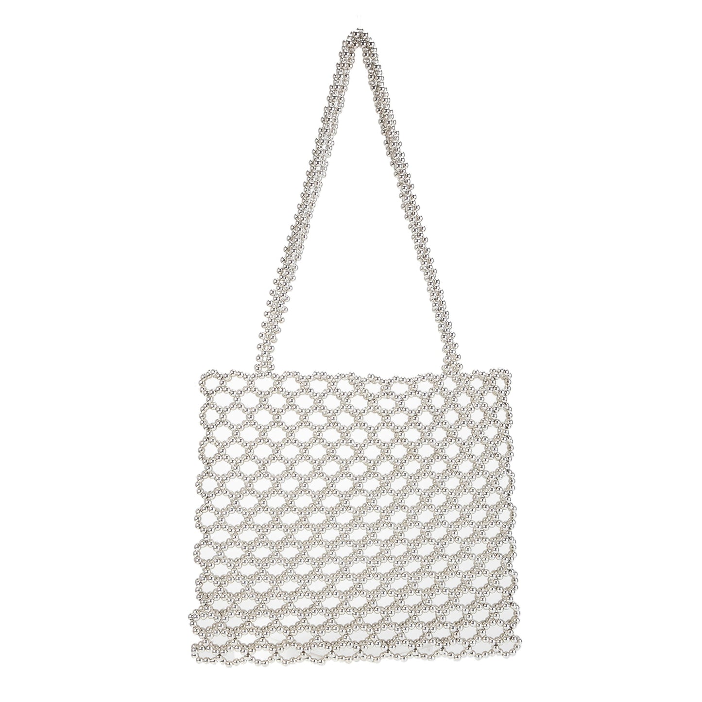 Silver Beads Shoulder Tote