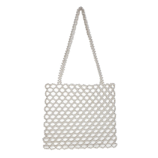 Silver Beads Shoulder Tote