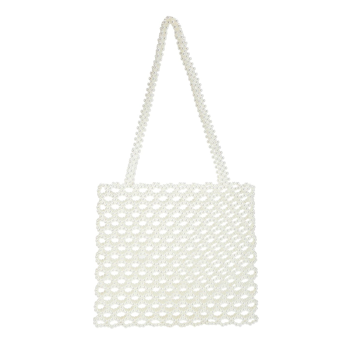 White Beads Shoulder Tote