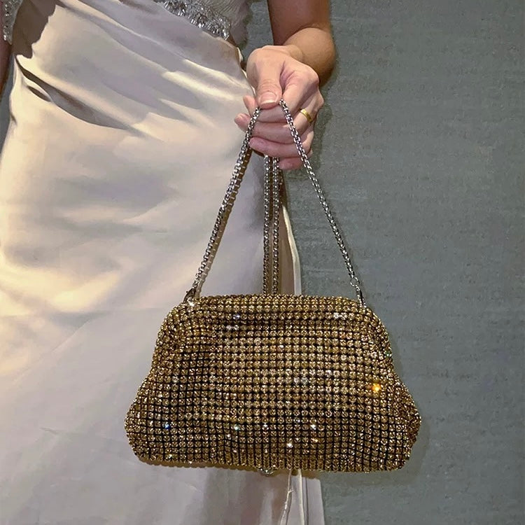 Rhinestone Brown Shoulder Bag